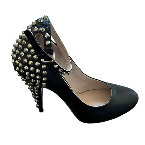 Miu Miu Leather Metal Studs High Heel Pumps Shoes IT 38; Black - Picture 3 of 7